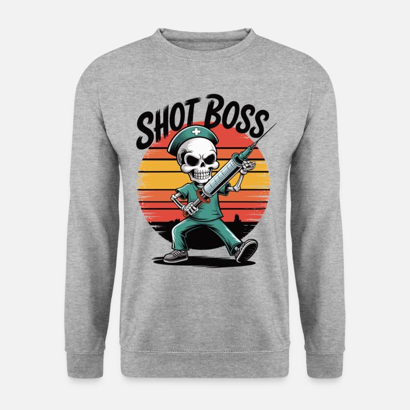 Spritzenboss Krankenpfleger Shirt - Unisex Pullover - Weißgrau meliert