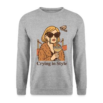 Crying in Style – Weinen mit Stil - Unisex Sweatshirt - salt & pepper - Front - Alina (178cm) & Michal (187cm)