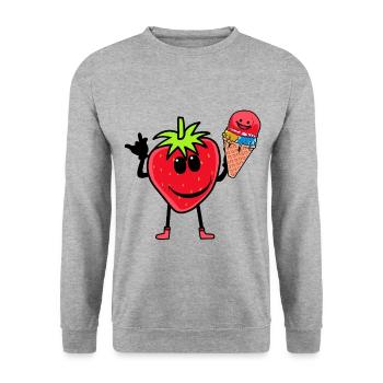 Fraises Fraise Glace Glace Enfants - Sweat-shirt Unisexe - gris chiné - Devant - Alina (178cm) & Michal (187cm)