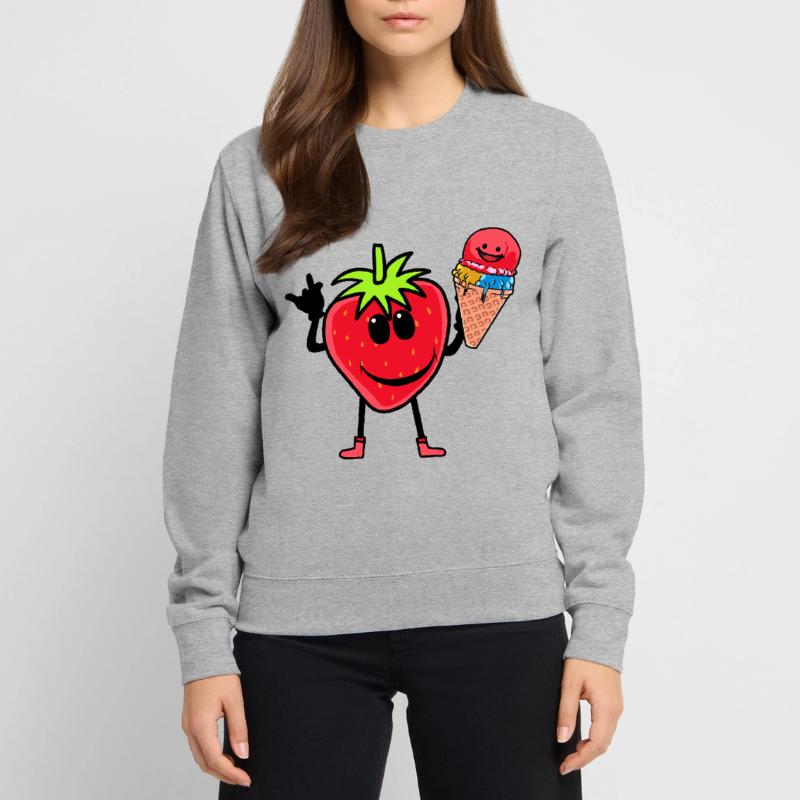 Erdbeerer Erdbeere Eis Eiscrem Eiskrem Kinder Unisex Pullover