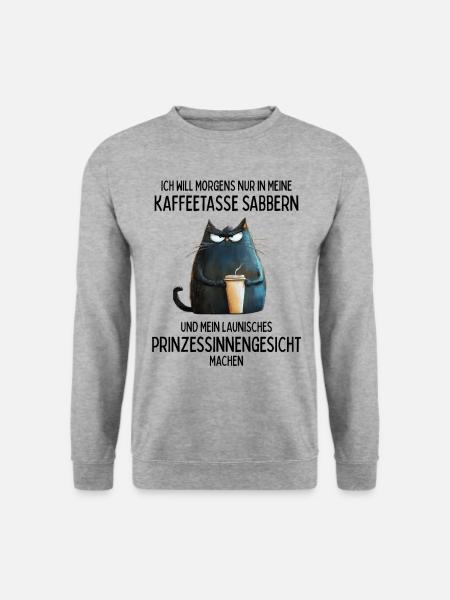 Launisches Prinzessinnengesicht am Morgen - Unisex Pullover - Weißgrau meliert