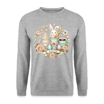 Easter Bunny Coffee Easter Latte Macchiato Design - Unisex Sweatshirt - salt & pepper - Front - Alina (178cm) & Michal (187cm)