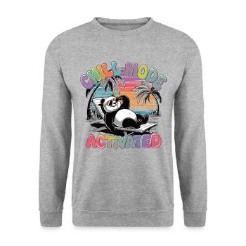 Chilling Panda in Vacation Mode - Unisex Sweatshirt - salt & pepper - Front - Alina (178cm) & Michal (187cm)