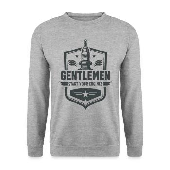 Messieurs, démarrez vos moteurs Sport automobile - Sweat-shirt Unisexe - gris chiné - Devant - Alina (178cm) & Michal (187cm)