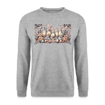 Poules de Pâques Lapin de Pâques Poulet Rétro Vintage - Sweat-shirt Unisexe - gris chiné - Devant - Alina (178cm) & Michal (187cm)