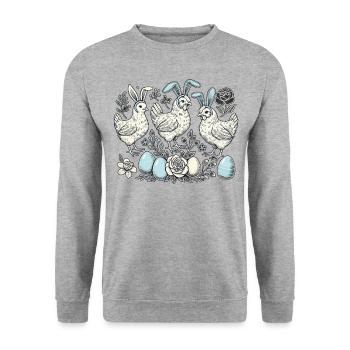 Poules de Pâques poussin Rétro Lapin de Pâques Poulet - Sweat-shirt Unisexe - gris chiné - Devant - Alina (178cm) & Michal (187cm)