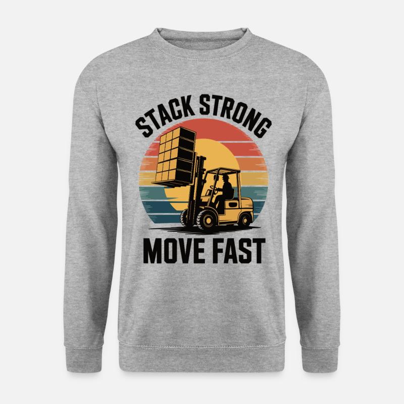 Lagerheld auf dem Stapler - Unisex Pullover - Weißgrau meliert