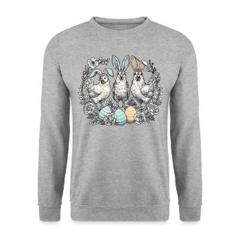 Poules de Pâques Esthétique rétro lapin de Pâques poussin - Sweat-shirt Unisexe - gris chiné - Devant - Alina (178cm) & Michal (187cm)