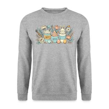 Easter Bunny Coffee Cup Latte Macchiato Easter - Unisex Sweatshirt - salt & pepper - Front - Alina (178cm) & Michal (187cm)