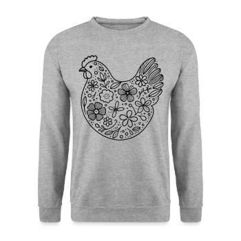 Pâques, Poulet Amateur, Floral, Cottagecore - Sweat-shirt Unisexe - gris chiné - Devant - Alina (178cm) & Michal (187cm)