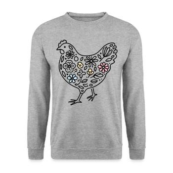 Easter Chicken with Flowers Vintage Chickens Design - Unisex Sweatshirt - salt & pepper - Front - Alina (178cm) & Michal (187cm)