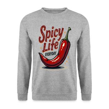 Spicy Life – Chili Vibes for Every Day - Unisex Sweatshirt - salt & pepper - Front - Alina (178cm) & Michal (187cm)