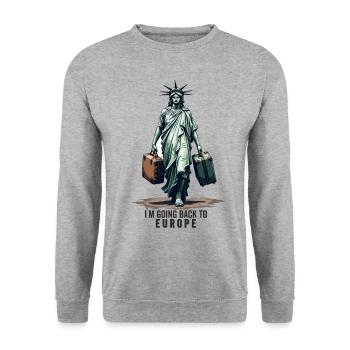 Lustige Freiheitsstatue USA Amerika Sarkasmus - Unisex Pullover - Weißgrau meliert - Vorne - Alina (178cm) & Michal (187cm)