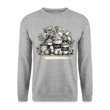 Easter Coffee Love Easter Bunny Happy Easter - Unisex Sweatshirt - salt & pepper - Front - Alina (178cm) & Michal (187cm)