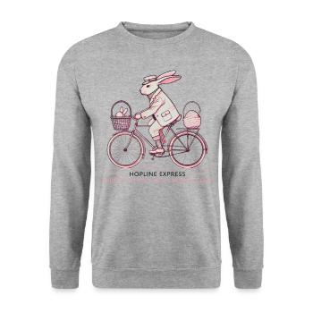 Hopline de Pâques Express Retro Bunny Vintage Charm - Sweat-shirt Unisexe - gris chiné - Devant - Alina (178cm) & Michal (187cm)