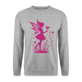 Magical fairy with flowers and butterflies - Unisex Sweatshirt - salt & pepper - Front - Alina (178cm) & Michal (187cm)
