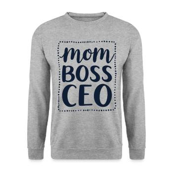 Mom CEO Starke Mama Mindset - Unisex Pullover - Weißgrau meliert - Vorne - Alina (178cm) & Michal (187cm)