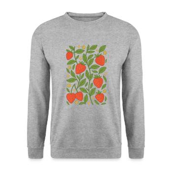 Berry Magic – Strawberries - Unisex Sweatshirt - salt & pepper - Front - Alina (178cm) & Michal (187cm)