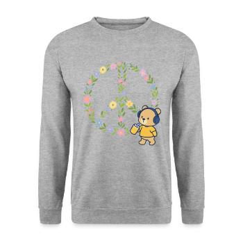 Peace Flowers Blossoms - Unisex Sweatshirt - salt & pepper - Front - Alina (178cm) & Michal (187cm)
