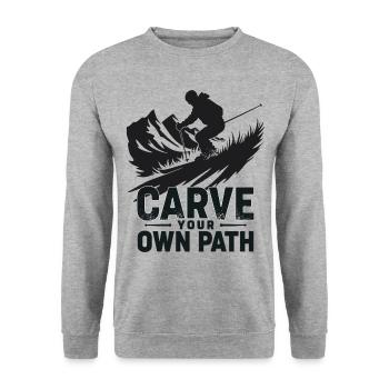Carve Your Own Path Skifahrer Skifahren - Unisex Pullover - Weißgrau meliert - Vorne - Alina (178cm) & Michal (187cm)
