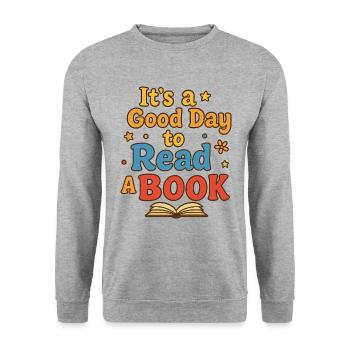 Guter Tag zum Lesen - Unisex Pullover - Weißgrau meliert - Vorne - Alina (178cm) & Michal (187cm)