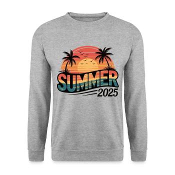 Palm trees and sun - summer 2025 - Unisex Sweatshirt - salt & pepper - Front - Alina (178cm) & Michal (187cm)