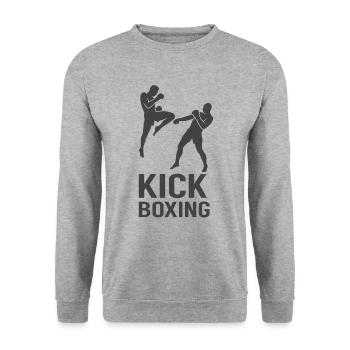 Kickbox Fight Silhouette - Unisex Pullover - Weißgrau meliert - Vorne - Alina (178cm) & Michal (187cm)