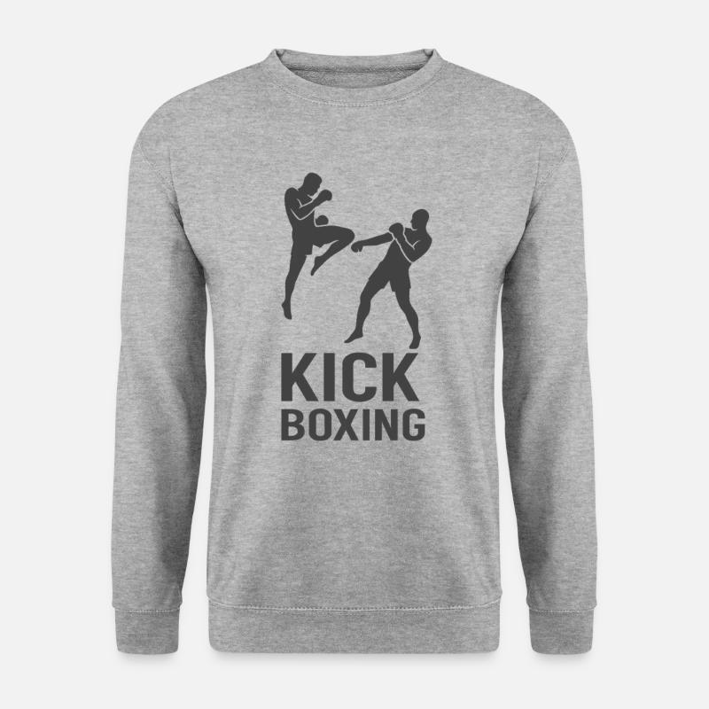 Kickbox Fight Silhouette - Unisex Pullover - Weißgrau meliert