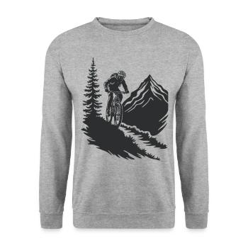 Aventure en VTT dans la nature - Sweat-shirt Unisexe - gris chiné - Devant - Alina (178cm) & Michal (187cm)