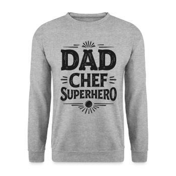 Dad Chef Superhero – Papa Koch Superheld - Unisex Sweatshirt - salt & pepper - Front - Alina (178cm) & Michal (187cm)