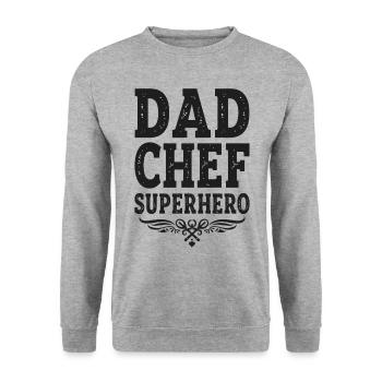 Dad Chef Superhero – Papa Koch Superheld - Unisex Sweatshirt - salt & pepper - Front - Alina (178cm) & Michal (187cm)