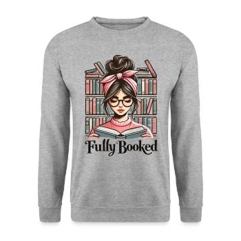 Bookworm Girl Book Lover Funny Book - Unisex Sweatshirt - salt & pepper - Front - Alina (178cm) & Michal (187cm)