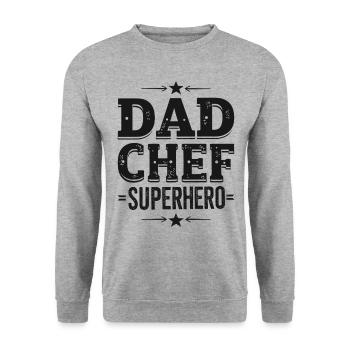 Dad Chef Superhero – Papa Koch Superheld - Unisex Sweatshirt - salt & pepper - Front - Alina (178cm) & Michal (187cm)