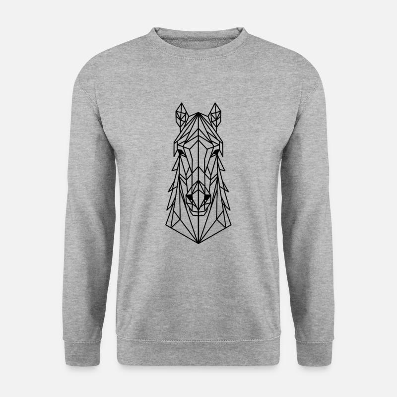 Geometrischer Pferdekopf Linienkunst - Unisex Pullover - Weißgrau meliert