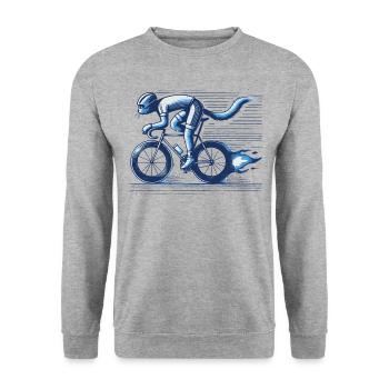 Cat on Bicycle in Retro Style for Cycling Fans - Unisex Sweatshirt - salt & pepper - Front - Alina (178cm) & Michal (187cm)