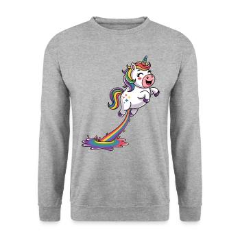 Einhorn Pups - Unisex Pullover - Weißgrau meliert - Vorne - Alina (178cm) & Michal (187cm)