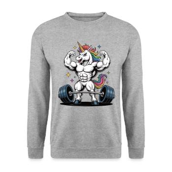 Unicorn Power - Unicorn Weightlifting - Unisex Sweatshirt - salt & pepper - Front - Alina (178cm) & Michal (187cm)