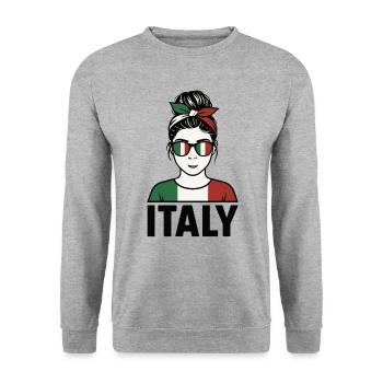 Italie Fan Design Femme – Look Italie avec Bandana - Sweat-shirt Unisexe - gris chiné - Devant - Alina (178cm) & Michal (187cm)
