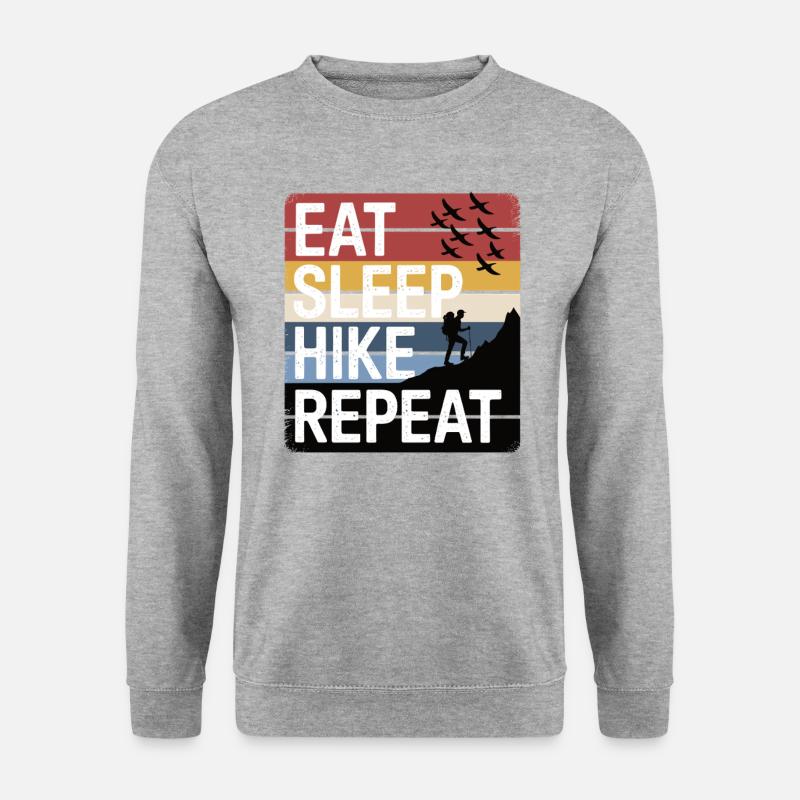 eat sleep hike repeat - Unisex Pullover - Weißgrau meliert