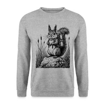Randonnée, Randonneurs, Écureuils, Camping, Campeurs - Sweat-shirt Unisexe - gris chiné - Devant - Alina (178cm) & Michal (187cm)