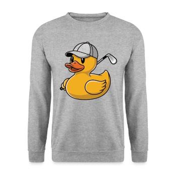Rubber duck with golf club - Unisex Sweatshirt - salt & pepper - Front - Alina (178cm) & Michal (187cm)