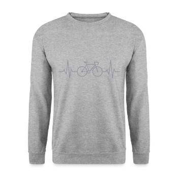 Fahrrad Herzschlag – Bike Pulse Line - Unisex Pullover - Weißgrau meliert - Vorne - Alina (178cm) & Michal (187cm)