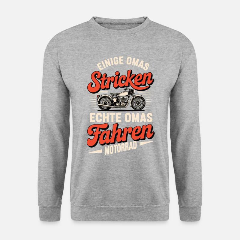 Einige Omas stricken, echte Omas fahren Motorrad - Unisex Pullover - Weißgrau meliert