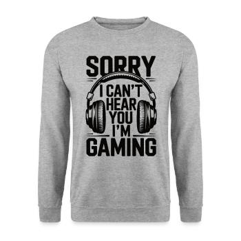Sorry, I can't hear you – I'm gaming - Unisex Pullover - Weißgrau meliert - Vorne - Alina (178cm) & Michal (187cm)