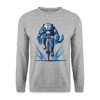 Motif de vélo sportif avec chat pour - Sweat-shirt Unisexe - gris chiné - Devant - Alina (178cm) & Michal (187cm)