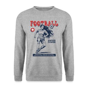 Suisse Fußballspielerin Shirt: Foulspiel mit Stil - Unisex Pullover - Weißgrau meliert - Vorne - Alina (178cm) & Michal (187cm)