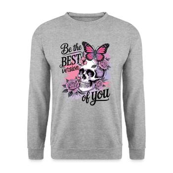 Be the best version of you - Unisex Pullover - Weißgrau meliert - Vorne - Alina (178cm) & Michal (187cm)