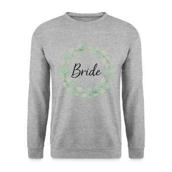 Braut – Florales Kranz-Design für Hochzeiten - Unisex Pullover - Weißgrau meliert - Vorne - Alina (178cm) & Michal (187cm)