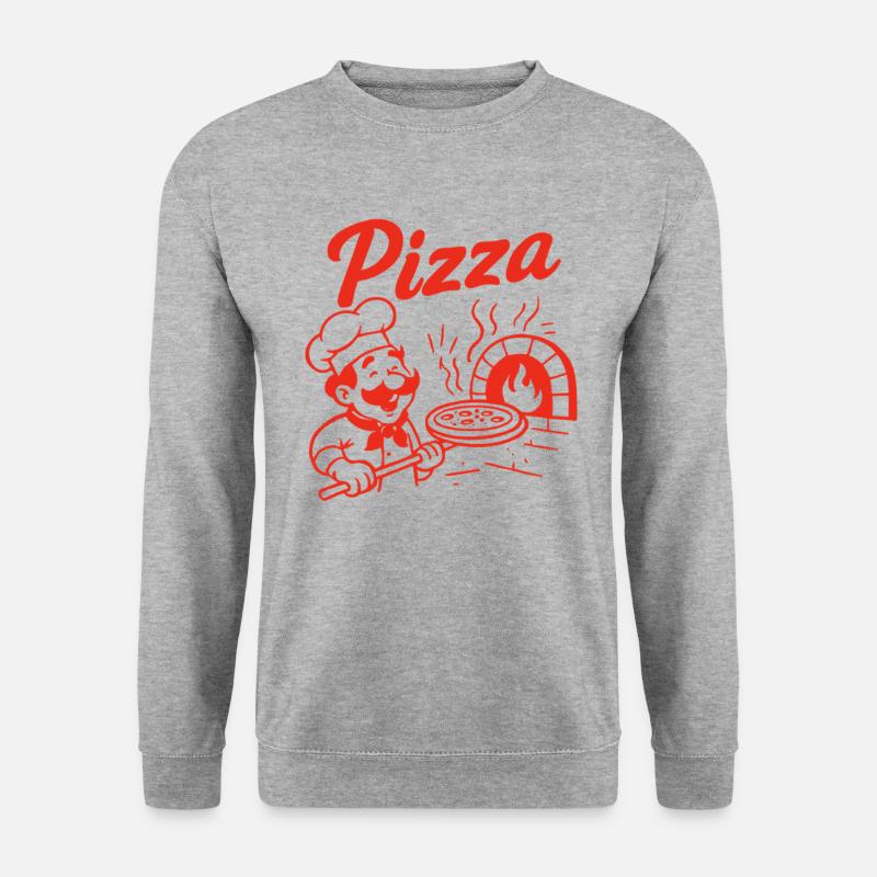 Pizzabäcker Retro Design - Unisex Pullover - Weißgrau meliert