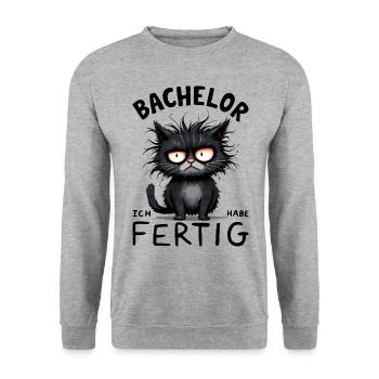 Bachelor Abschluss Absolvent BWL Student Studium - Unisex Pullover - Weißgrau meliert - Vorne - Alina (178cm) & Michal (187cm)